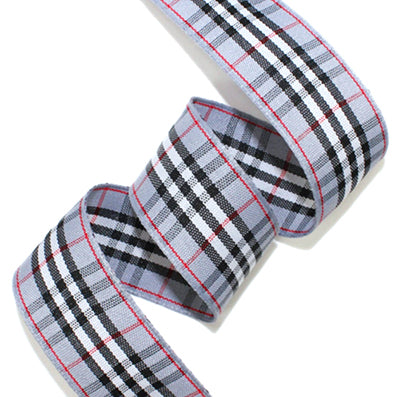 #11 gray クラシックチェックリボン 幅15/25㎜ 長さ14M