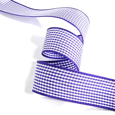 #07 violet/white 小紋チェックリボン 幅15/25㎜ 長さ45M
