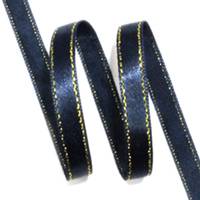 #27 navy 金糸2ラインサテン 幅5㎜ 長さ45M