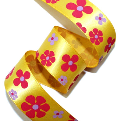 #05 golden yellow コスモスプリントサテンⅡ 幅15/25㎜ 長さ14M