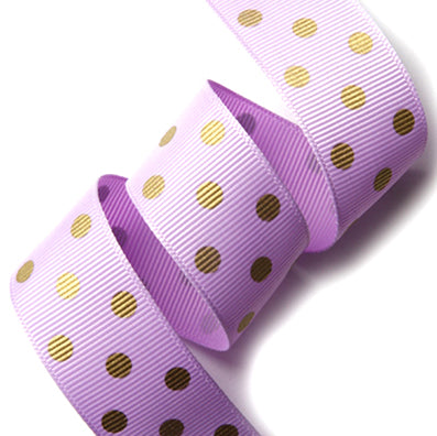 #06 light violet ゴールドドットプリントグログラン 幅25㎜ 長さ22M