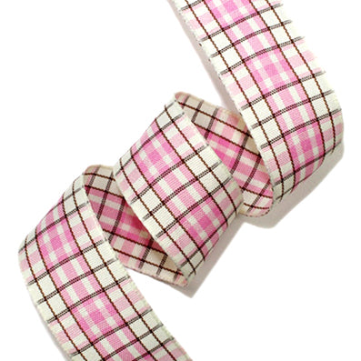 #01 pink クラシックチェックリボン 幅15/25㎜ 長さ14M