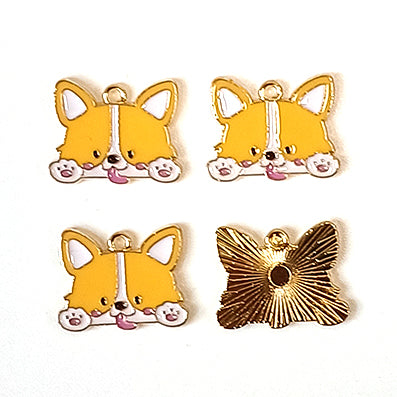 Yellow Puppyパーツ gold 23x18㎜ 5/50個