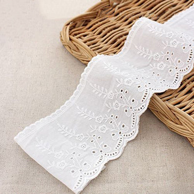 花束両面綿レース white ivory 幅80㎜ 長さ2M