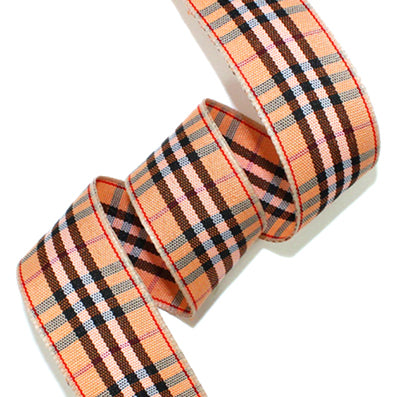 #09 orange クラシックチェックリボン 幅15/25㎜ 長さ14M