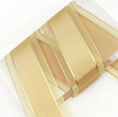 #13 beige 平織オーガンジー 幅15/25/40㎜ 長さ45M