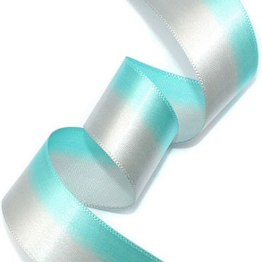 #19 mint&L.gray 2色グラデーション 片面有光サテン 幅15/25㎜ 長さ22M