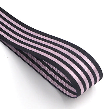 #02 ブラック＆ピンク ストライプジャカード 幅25/40㎜ 長さ27M