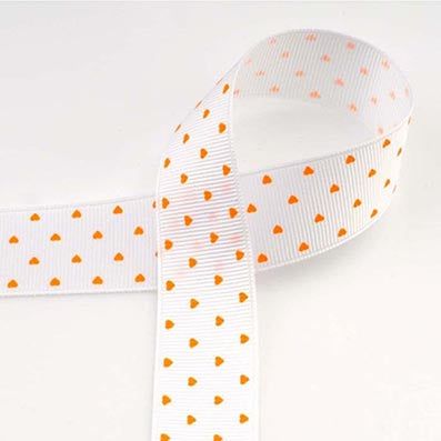 ハート プリントグログラン white/orange 幅15/25㎜ 長さ22M