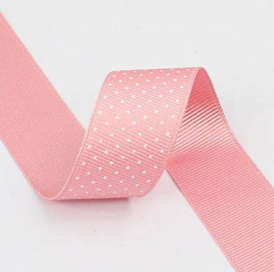 #12 indi pink/white ミニドットプリントグログラン 幅5/15/25㎜ 長さ22/90M