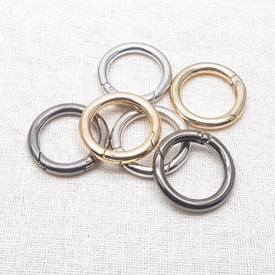 ワンタッチ 円形キーリング 4色 直径20/28/35/40㎜ 5個