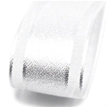 #01 white Newメタルオーガンジー 幅15ｍｍ 長さ45M