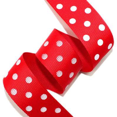 ドット(中) プリントグログラン Red/White 幅15㎜ 長さ22M