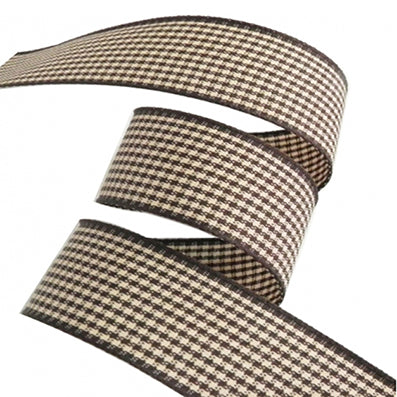 #05 brown/white 小紋チェックリボン 幅15/25㎜ 長さ45M