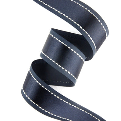 #19 navy サテン片面ステッチ 幅25㎜ 長さ14M