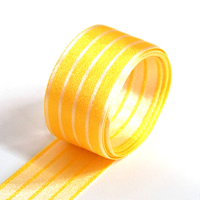 #07 yellow 両面ストライプサテン 幅15/25㎜ 長さ45M