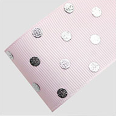 # 103 グログランシルバードット Ice Pink 幅25/38㎜ 長さ22M