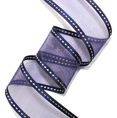#20 navy サテンオーガンジーステッチ 幅10/26㎜ 長さ22M