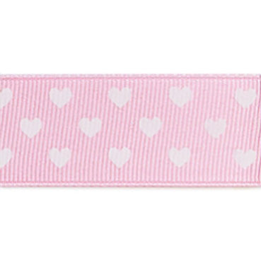 #10 pink ハートプリントグログラン 幅15/25㎜ 長さ22M