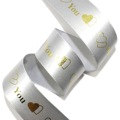 ラブハートサテンリボン 5色 幅15/25㎜ 長さ14M