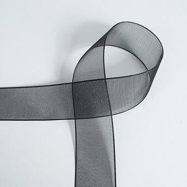 #16 黒(くろ) ポリオーガンジーリボン 幅25/38㎜ 長さ45M