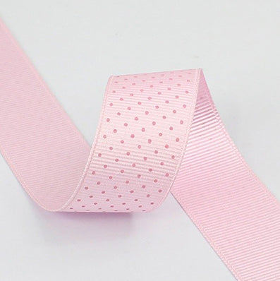 #08 light pink/pink ミニドットプリントグログラン 幅5/15/25㎜ 長さ22/90M