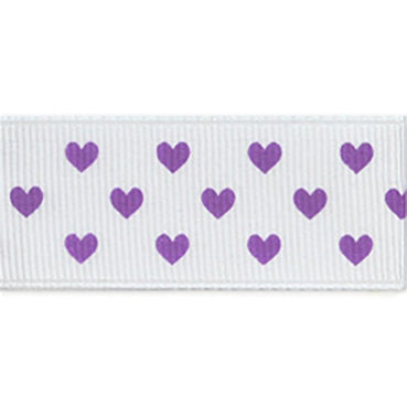 #04 white/violet ハートプリントグログラン 幅15/25㎜ 長さ22M