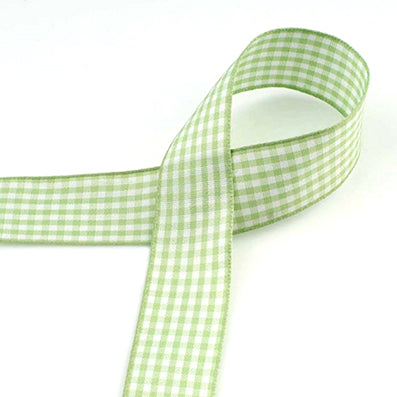 #04 yellow green チェックリボン 幅15/25㎜ 長さ45M