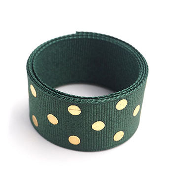 グログランゴールドドット Deep green 幅25/40㎜ 長さ11M