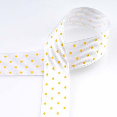 ハート プリントグログラン white/yellow 幅15/25㎜ 長さ22M