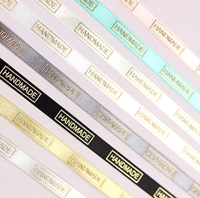 金箔シリコン Handmadeラベル 有光サテン 7色 幅10㎜ 長さ9/45M