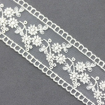 KHN061 ロレアル ネットレース Ivory 幅40㎜ 長さ13M
