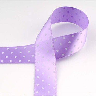 [柄入り・サテン]ドット Violet/White 幅15/25㎜ 長さ22M