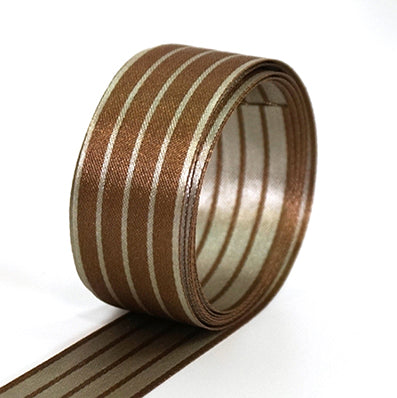 #23 brown 両面ストライプサテン 幅15/25㎜ 長さ45M