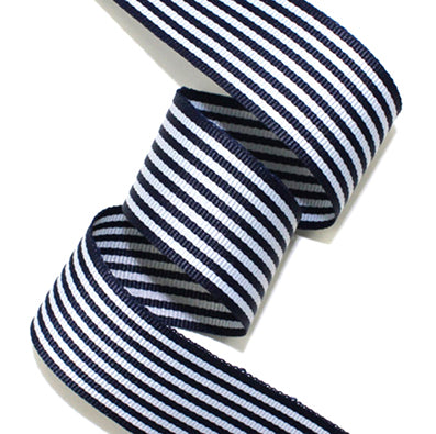 #12 navy 5/8lineストライプ 幅15/40㎜ 長さ45M