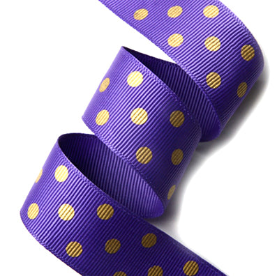 #09 deep violet ゴールドドットプリントグログラン 幅25㎜ 長さ22M