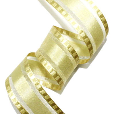 #02 gold サイドライン平織オーガンジー 幅16/26/36㎜ 長さ27M