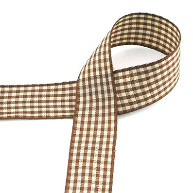 #06 light brown/beige チェックリボン 幅15/25㎜ 長さ45M