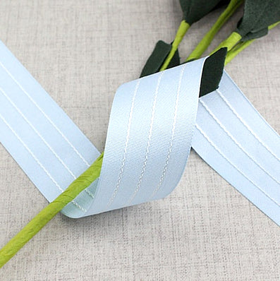 #06 sky 平織ストライプリボン 幅25㎜ 長さ22M