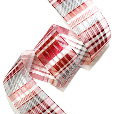 #08 purple チェックオーガンジーリボン 幅16/26/36㎜ 長さ21M