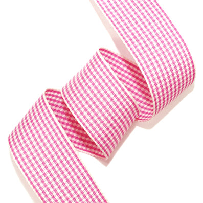 #20 pink/cream 小紋チェックリボン 幅15/25㎜ 長さ45M