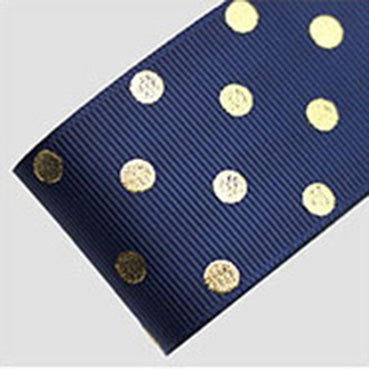 # 370 グログランゴールドドット Navy 幅25/38㎜ 長さ22M