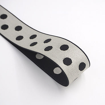 #12 ブラック＆ホワイト ドットジャカード 幅25/40㎜ 長さ18M