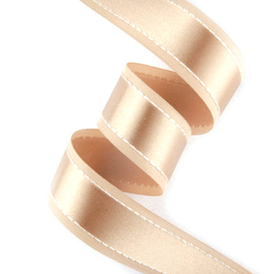 #04 beige サテン片面ステッチ 幅15/25㎜ 長さ14M