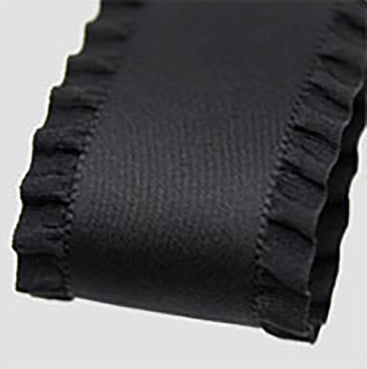 #25 Black 無光サテンフリル 幅25/40㎜ 長さ13M