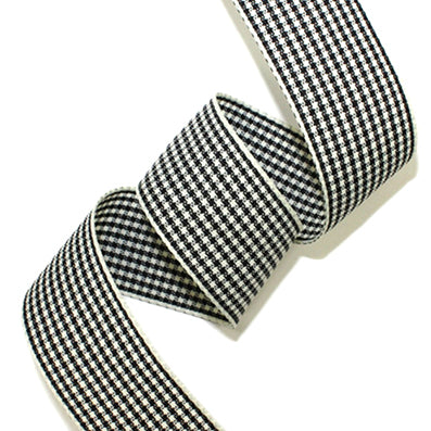 #15 black/cream 小紋チェックリボン 幅15/25㎜ 長さ45M