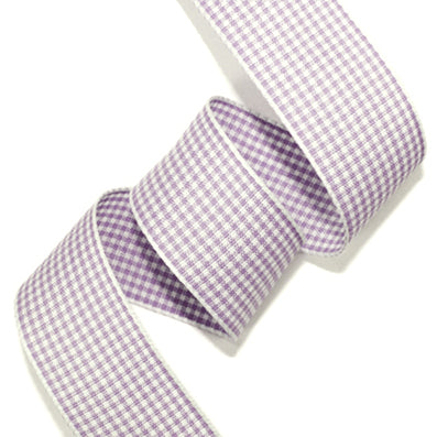#11 light violet/cream 小紋チェックリボン 幅15/25㎜ 長さ45M