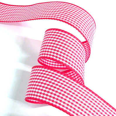 #02 red/white 小紋チェックリボン 幅15/25㎜ 長さ45M