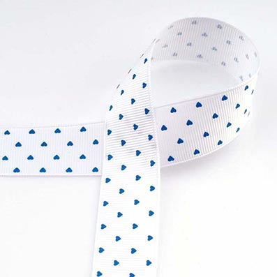 ハート プリントグログラン white/blue 幅15/25㎜ 長さ22M