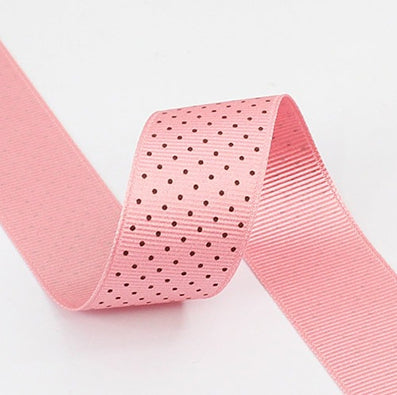 #13 indi pink/black ミニドットプリントグログラン 幅5/15/25㎜ 長さ22/90M